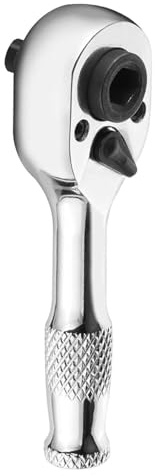 Gasea Stubby Ratchet Wrench, 1/4 Drive Mini Ratchet Handle, 72-Tooth Dual Head Socket and Bit Driver, Compact Chrome Alloy Ratchet for Tight Spaces, Plumbing, Automotive & Household Use