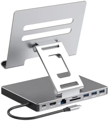Ohulelks Docking Station Laptop Stand Aluminum Alloy Multi Port Hub PD USB3.0 Stand SD TF Slot Gigabit Ethernet Docking Station,A