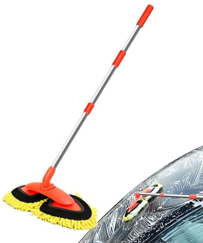 Raypontia Brosse de nettoyage pour sol - Brosse de lavage de voiture à double tête - Rétractable - Balai de lavage de vitres réglable pour camions