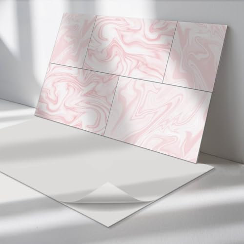 Panneaux Autocollants 60x30 cm PVC Gareage Installation Rapide Vinyle Autocollant Multipak Rectangulaire Imperméable Design Fixation Murale - Modèle de marbre avec des vagues