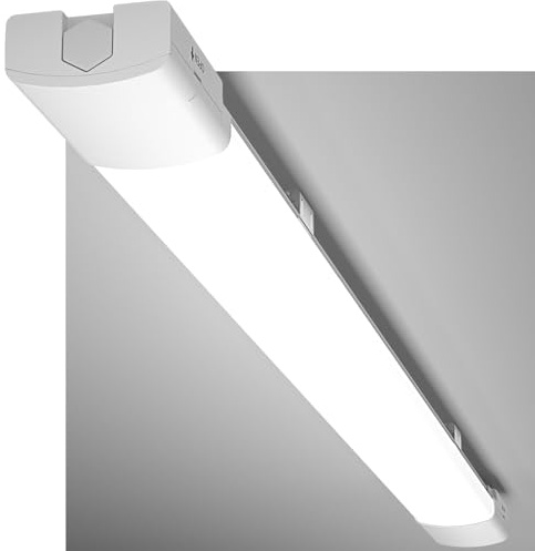 Amdelne LED Batten Light 4ft, 6000K Daylight LED Ceiling Light, IP65 Garage Lighting, Linkable Plug in Strip Lights for Shed, Loft, Kitchen, Basement, Office, School, Workshop, Warehouse, 36w 120cm