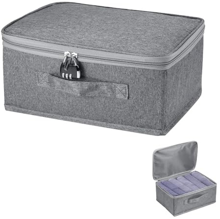 Yoedge Pudełko do Skrzynka Abschließbare Box - 30x20x14cm Box Abschließbar mit Schloss, Klappbarer Aufbewahrungsraum mit Deckel und Passwortschloss für Kleidung/Spielzeug/Bettwäsche