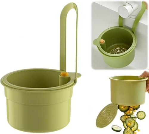 Kezidhp Colador para Fregadero con Snap-Button – Filtro de Silicona Amovible, Sieb für SpüLbecken, Protege Desagüe de Pasta, Frutas y Verduras – Verde