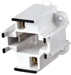 G24d-1 Base, 10w 13w 2-pin, 10mm Compact Fluorescent Lampholder, Snap-in (Black) White Body