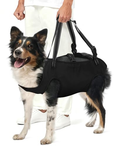 Ayuda de transporte para perros grandes, ajustable con asas, costuras reflectantes, correa portátil para perros de cuerpo entero para personas mayores, lesiones en las articulaciones, artritis perros
