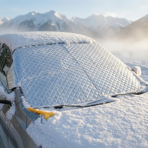 Copri Parabrezza per Auto,Copertura Parabrezza Auto,Telo Parabrezzas Car Antigelo Pieghevoli,Telo Copri Car Esterno,Antigelo,Resistente a Neve,Polvere,Raggi UV,per Maggior Parte dei Veicoli