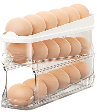 Barra de almacenamiento de huevos – Dispensador de huevos para cocina, organizador de alimentos que ahorra espacio, moderna caja de almacenamiento transparente, soporte para para gallinero con