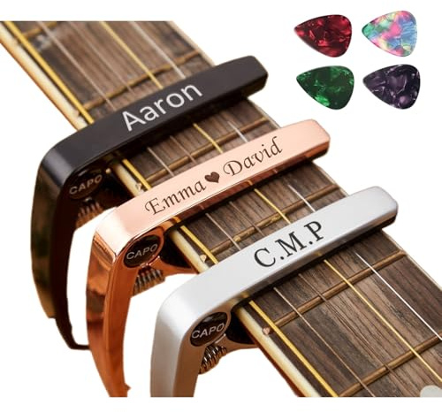 Individuelles Gitarren-Kapodaster, personalisiertes Gitarren-Kapodaster, maßgefertigtes graviertes Namenstext, Geschenk zum Valentinstag, Geburtstagsgeschenk, Geschenk für Gitarristen/Musiker