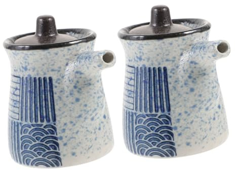 Healifty 2 piezas Dispensador de Vinagre Japonés Cerámico Botellas Pequeñas para Salsa de y Aceite Resistente Altas Temperaturas Diseño Elegante y Fácil Limpieza para Almacenar Condimentos