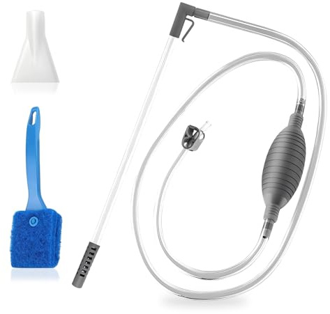 DYHNQE Aquarium Reinigungsset, 1.9M Aquarium Sauger mit Bürste Aquarium Sauger Handpumpe Flexibles Wasserwechsel Set für Wasserwechsel und Filter Sandreinigung
