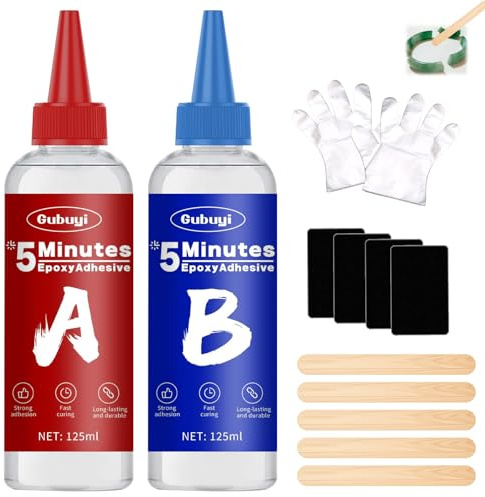 5 Minutes Colle Epoxy, Colle Epoxy Bi-composant, Résine Époxy Transparente à 2 Composants, Résistante à la Chaleur, pour Bois, Plastique, Métal, Verre, Céramique autres Matériaux