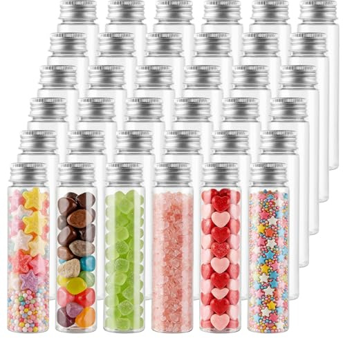LDXDRU 36 Stück Reagenzglas mit Schraubverschluss, 80ml Reagenzgläser mit Deckel Transparent, Reagenzglas Kunststoff für Blumen Süßigkeiten Perlen Pflanzen Badesalz Wiederverwendbare