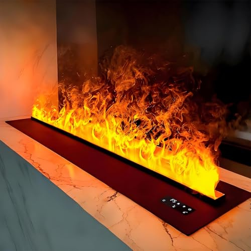 MazmornFly Cheminée électrique 3D à Vapeur d'eau, Humidificateur Encastré avec Application, Télécommande, Commande Tactile, Couleurs Et Vitesse De Flamme Réglables 150cm(59.1in)