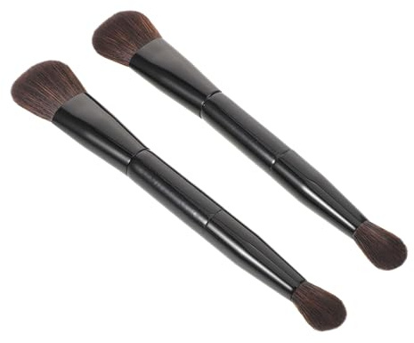 Alipis Pinceaux de Maquillage à Double Embout Lot de 2 en Fibres Artisanales Noirs pour Contouring Précis et Application Multifonctionnelle pour Voyage Retouches Quotidiennes