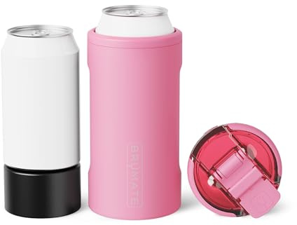 BrüMate Hopsulator Trio 3-in-1 Insulated Can Cooler for 12oz / 16oz Cans + 100% Leak Proof Tumbler with Lid | Insulated for Beer, Soda, and Energy Drinks (Primrose)