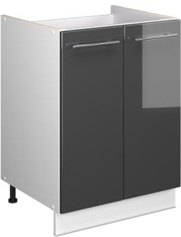 Vicco Meuble Bas sous-évier Fame-Line, Anthracite Brillant/Blanc, 60cm