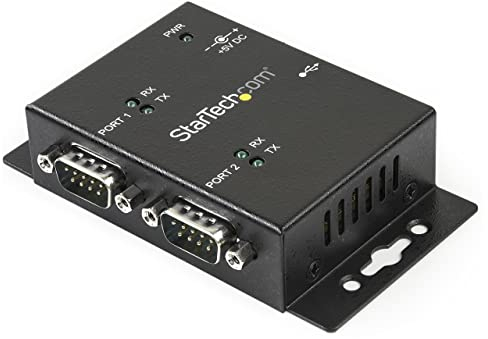 StarTech.com 2 Port Wall Mount USB to Serial Hub Adapter w/DIN Rail Clips - Serieller Adapter - USB 2.0 - RS-232 x 2 - Schwarz