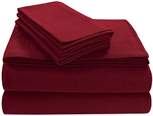 Tribeca Living FL170EDPCKIDR Soft 170-GSM Cotton Flannel Pillowcases,Red,King