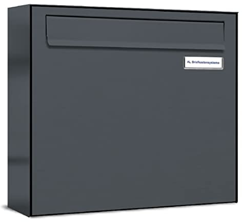 AL Briefkastensysteme 1er Briefkasten für Tür/Zaundurchwurf in Anthrazitgrau RAL 7016, 1 Fach DIN A4, wetterfeste Premium Briefkastenanlage Postkasten