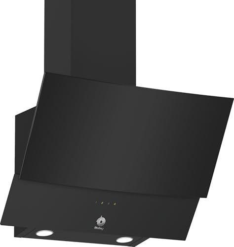 Balay - Campana decorativa de pared, Control táctil, Iluminación LED, 3 potencias re extracción, Cristal Negro, 3BC565GN