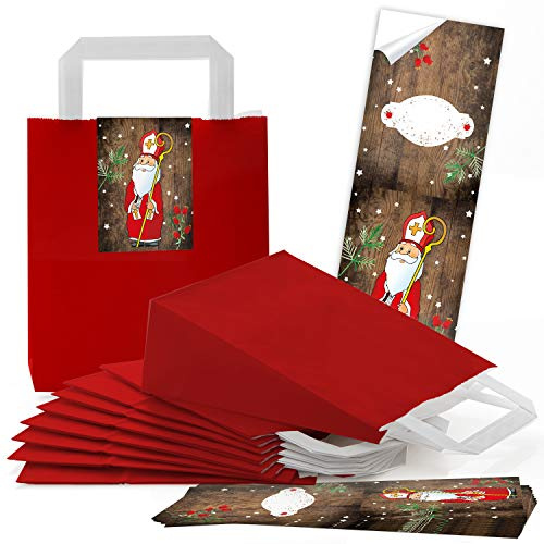 Logbuch-Verlag 25 kleine Nikolaus Geschenktaschen zu Befüllen für Kinder und Erwachsene rot 18 x 8 x 22 cm Kunden und Mitarbeiter
