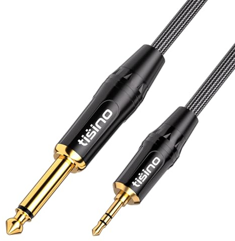 Tisino 6,3 mm Mono auf 3,5 mm Stereo-Verbindungskabel Klinke Kabel Klinkenstecker Audio Adapter (Mono zu Stereo) -1m