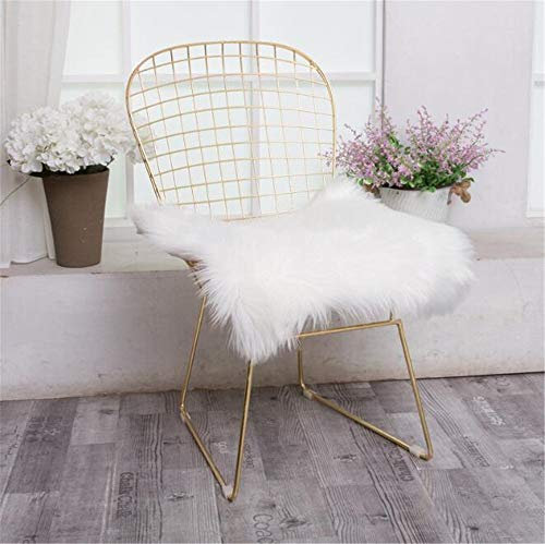 Hava Kolari Teppich Schaffell Sitzkissen Lammfellimitat Longhair Bettvorleger Faux Lammfell Nachahmung Sitzauflage Wolle Sofa Matte (50 * 50cm,Weiß)