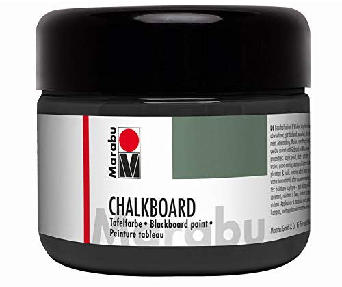 Marabu 12750025875 - Chalkboard Tafelfarbe, Tafel Schwarz, 225 ml Dose, deckende Acrylfarbe, mit Tafelkreide beschreibbar und feucht abwischbar, wasserfest und lichtecht