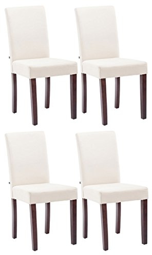 CLP Set De 4 Sillas De Comedor Ina Acolchadas En Tela I Juego de 4 Butacas De Sala con Base De Madera Color:Crema;Color del Marco:Cappuccino
