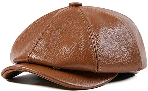 DongBao Schirmmütze Newsboy Flat Cap Barett Cap Herren Schiebermütze Baskenmütze Herren Gatsby Kostüm Accessoires, Leder