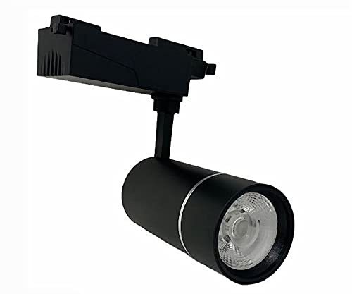 Vetrineinrete® Faretto da binario monofase led cob 30 watt scocca nera faro soffitto proiettore luce frdda 6500k calda 3000k naturale 4000k (Luce Calda 3000k)