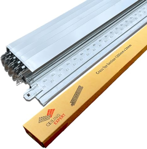 10x Mirror/Chrome Suspended Ceiling Grid Component, Mirroring Cross Tee Section 600mm x 24mm T24 T600