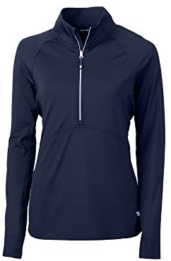 Cutter & Buck Long Sleeve Adapt Eco Knit Half Zip Pullover Chemise, Bleu Marine, XS Femme