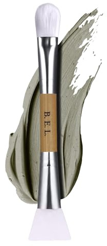 Bare Essentials Living - Clay Face Mask Brush (1 Pack, Bamboo) Dual Soft Silicone Face Mask Applicator Brush Tool, Great Facial Essentials, Moisturizer Applicator & Skincare Brush for Facials