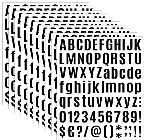 10 Blatt Selbstklebendes Vinyl Buchstaben Zahlen Kit, Briefkasten Adressnummern Aufkleber, Briefkasten Nummern Aufkleber für Postkasten, Schilder, Fenster, Tür, Autos, Lastwagen, Heim, Adress Nummer