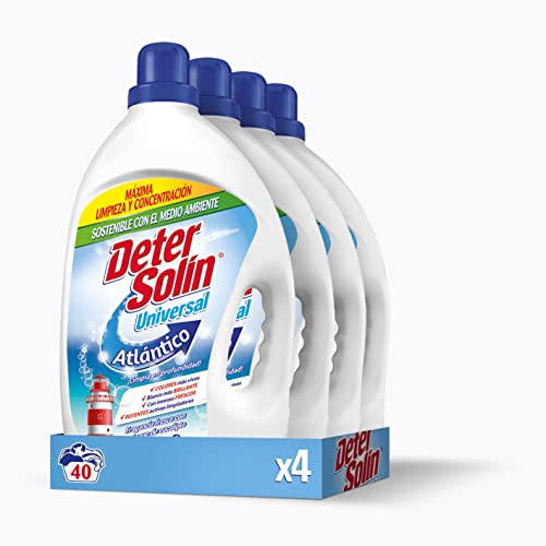 Detersolin Detergente líquido UNIVERSAL - perfume ATLÁNTICO, Pack de 4x40D, Total 160 Lavados (8L)