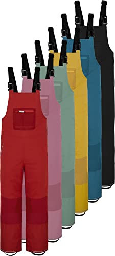 normani Kinder Winter Latzhose Thermohose - gefütterte Schneehose Skihose – wasserdicht - Wassersäule: 12000 mm für Junge und Mädchen Farbe Gelb Größe 110-116
