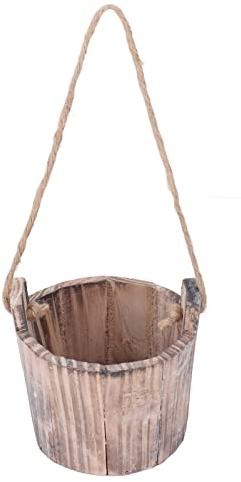 Jardinière en Bois avec Seau en Bois, Pot de Fleur en Bois Rustique Vintage, Seau à Fleurs en Bois pour Jardin, Terrasse, Bureau, Maison