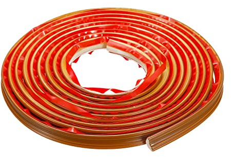 sourcing map Flexible Wall Trim Molding Trim, 1/2 in x 10 Ft Wall Edging Strip Self Adhesive Caulk Tape Sealant Strip for Tile Edge, Cabinet Edge, Baseboard, Mirror Frame, Brown