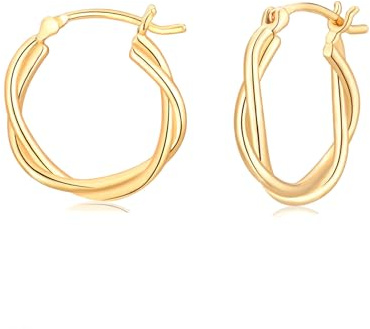 Creolen Silber 925 Twisted Hoop Ohrringe Silber/Gold Creolen für Mädchen Damen, Silber Creolen für Damen Hypoallergene Schlafen Ohrringe Schmuck für Frauen