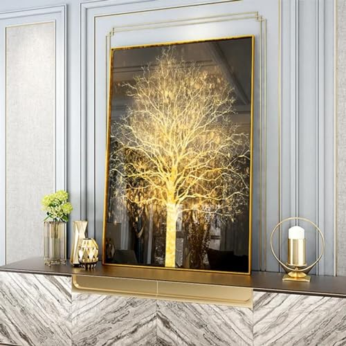 HOLEILUCK Goldener Pachira Macrocarpa-Geldbaum, Leinwandkunst, Gemälde für Wohnzimmer, Schlafzimmer, Poster und Drucke, Heimwanddekoration, 45 x 60 cm, mit goldenem Rahmen