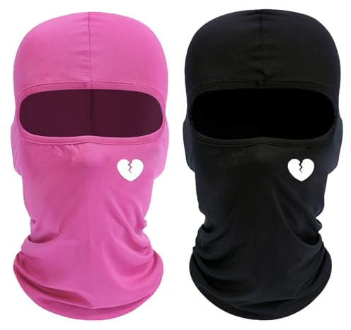 QOHNK 2 st balaklava heltäckande ansikte herr cykelmössa skidmask huva vandring camping jakt taktisk militär keps motorcykel, Ros+Svart, one size