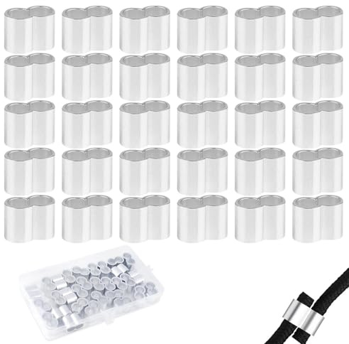 ChAusa 31 Stück Würgeklemmen, 8mm Aluminium Crimpschlaufe Würgeklemmen, Profi Seilklemme, mit Aufbewahrungsbox Doppelhülsen Presshülsen Pressklemmen, für Gummiseil Expanderseil Gummischnur