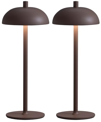NEWSEE Cordless LED 12 Small Table Lamps Set of 2, Modern Portable Desk Lamp, 3 Color Dimming Rechargeable Battery Lights, for Bedroom, Outdoor, Restaurant, Bedside, Baby Night Light, Gifts (Brown)