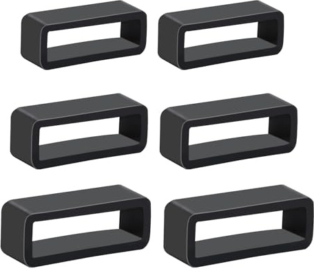 6 Pcs Watch Band Keepers - 18mm/20mm/22mm Silicone Strap Holder Loops and Retainer Black Rubber Fastener Rings for Smart Sport Watch Parts