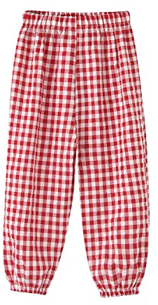 HahaNice Flickor byxor elastisk midja casual barn säckiga byxor 2Y-9Y, Röd, 8-9 År