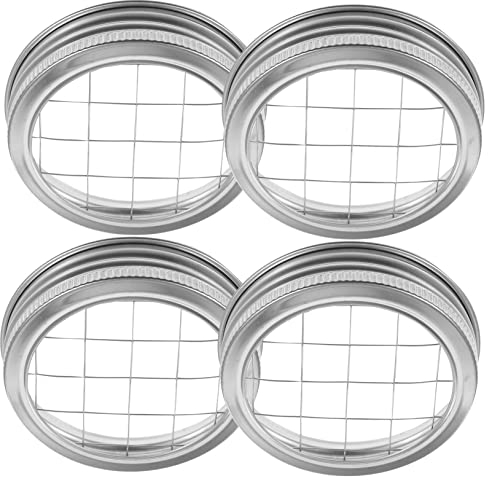 LABRIMP 4pcs Stainless Steel Flower Lids for Preserving Jars Jam Jar Lid Inserts
