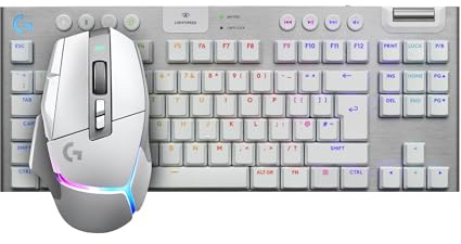 Logitech G G502 X PLUS LIGHTSPEED Wireless RGB Gaming Mouse - Optical mouse with LIGHTFORCE hybrid switches, LIGHTSYNC RGB +G915 X LIGHTSPEED TKL Low-Profile Wireless Gaming Keyboard, QWERTY UK- White