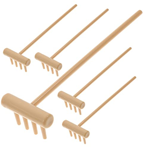 ULDIGI Set di 6 Rastrelli Mini in Plastica Gialli per Giardino Zen, per Disegnare Cerchi e Linee Dritte, Leggeri come Regalo Decorativo