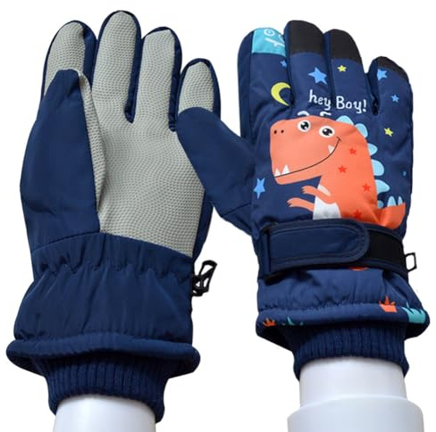 BCEDIGAD Guanti da sci per bambini,Guanti da Neve Invernali Guanti per Isolamento,Termico Guanti per il Freddo per Bambini di 6~12 anni Slittino Snowboard Pattinaggio Ciclismo Corsa